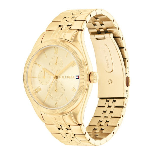 Tommy Hilfiger Monica Quartz Gold Dial Gold Steel Strap Watch For Women - 1782592