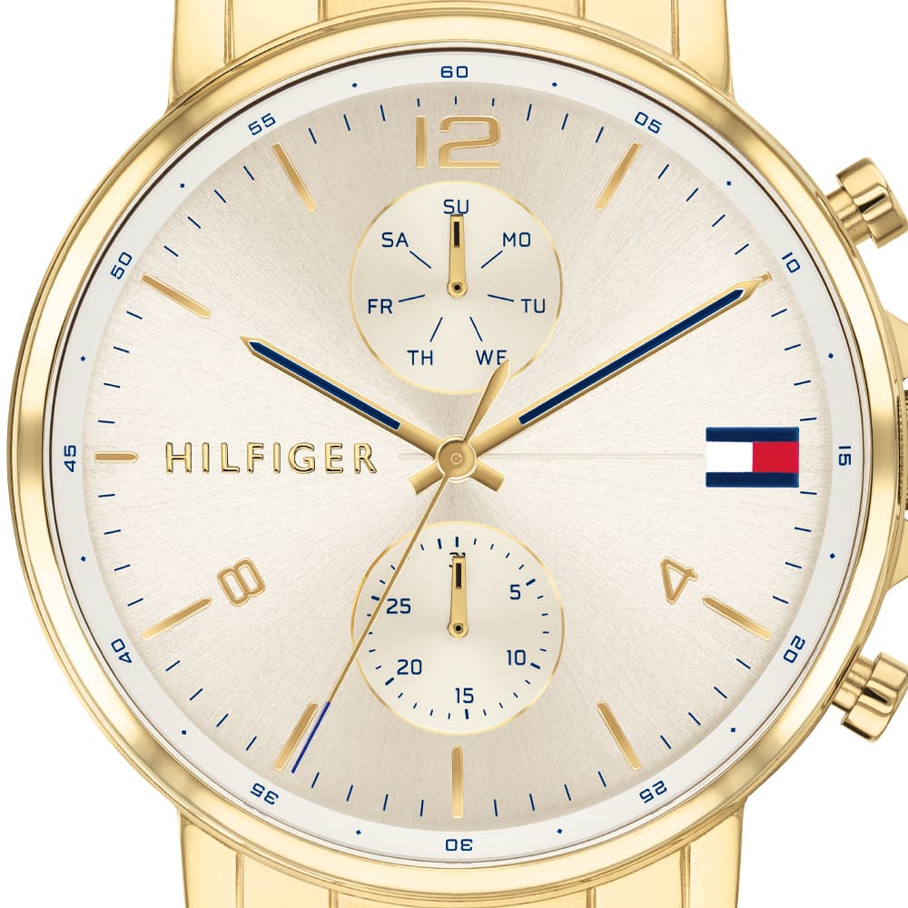 Tommy Hilfiger Daniel White Dial Gold Steel Strap Watch for Men - 1710415