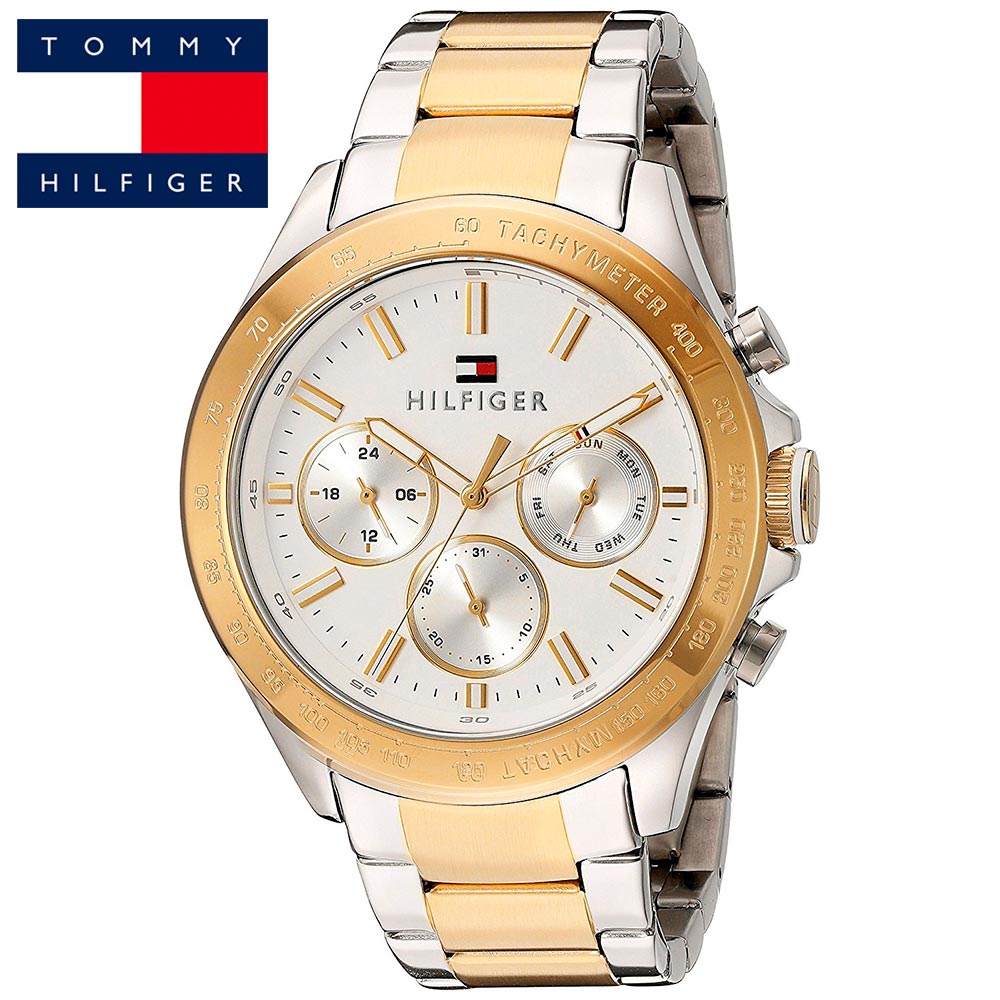 Tommy Hilfiger Hudson Chronograph White Dial Two Tone Steel Strap Watch For Men - 1791226