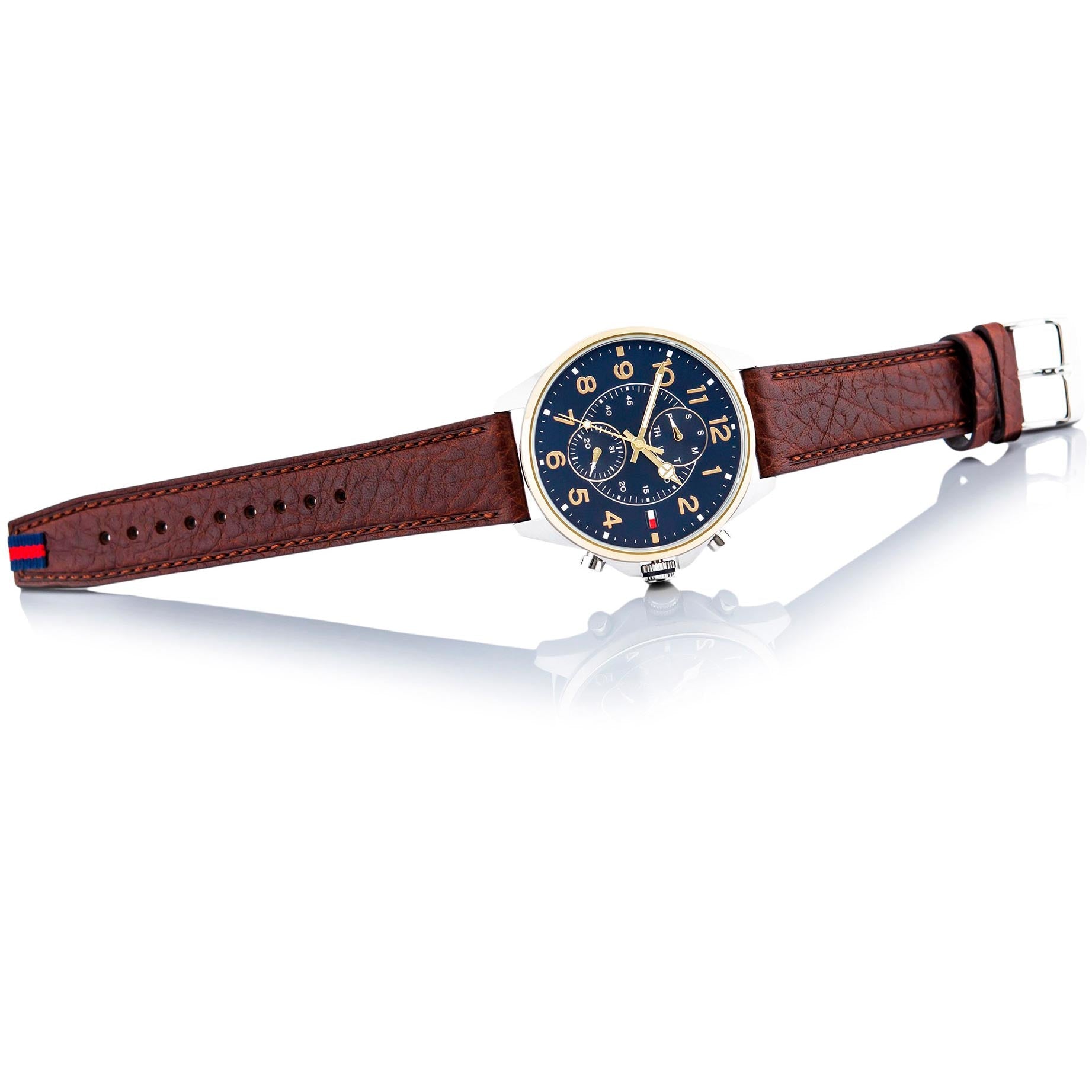 Tommy Hilfiger Dean Multifunctional Blue Dial Brown Leather Strap Watch for Men - 1791275