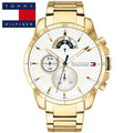 Tommy Hilfiger Iconic Quartz White Dial Gold Steel Strap Watch for Men - 1791538