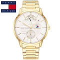 Tommy Hilfiger Hunter White Dial Gold Stainless Steel Strap Watch for Men - 1791609