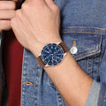 Tommy Hilfiger Jimmy Chronograph Quartz Blue Dial Brown Leather Strap Watch For Men - 1791946