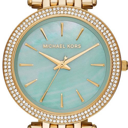 Michael Kors Darci Analog Mother of Pearl Green Dial Gold Steel Strap Watch For Women - MK3498