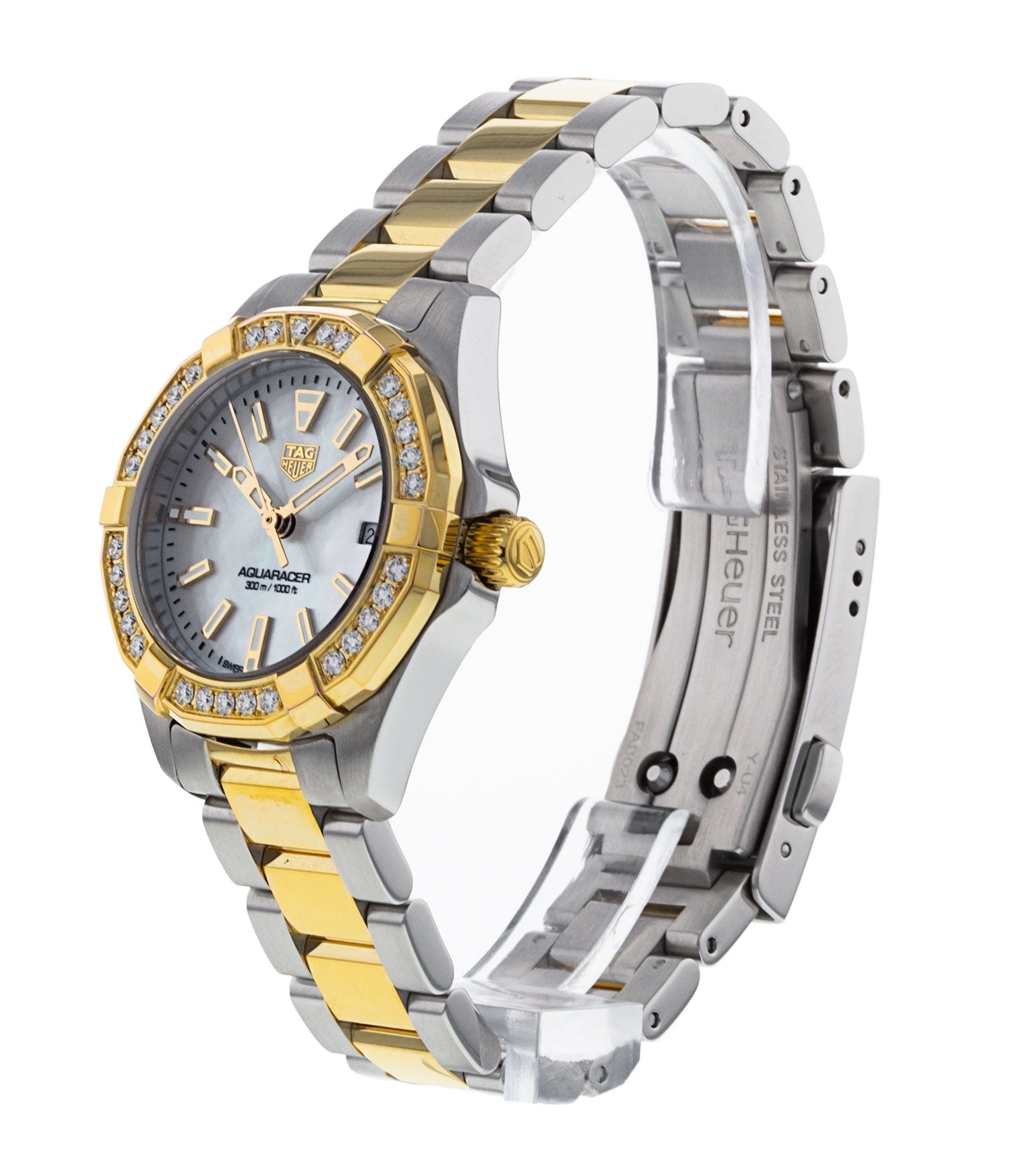 Tag Heuer Aquaracer Diamonds Mother of Pearl Dial Two Tone Steel Strap Watch for Women - WBD1421.BB0321