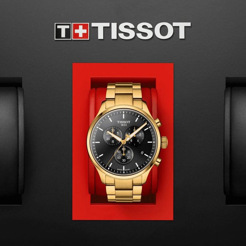 Tissot Chrono XL Classic Black Dial Gold Steel Strap Watch for Men - T116.617.33.051.00