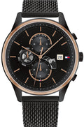 Tommy Hilfiger Weston Chronograph Black Dial Black Mesh Bracelet Watch For Men - 1710505