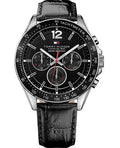 Tommy Hilfiger Luke Quartz Black Dial Black Leather Strap Watch for Men - 1791117