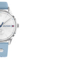 Tommy Hilfiger Brooke Silver Dial Light Blue Leather Strap Watch for Women - 1782023