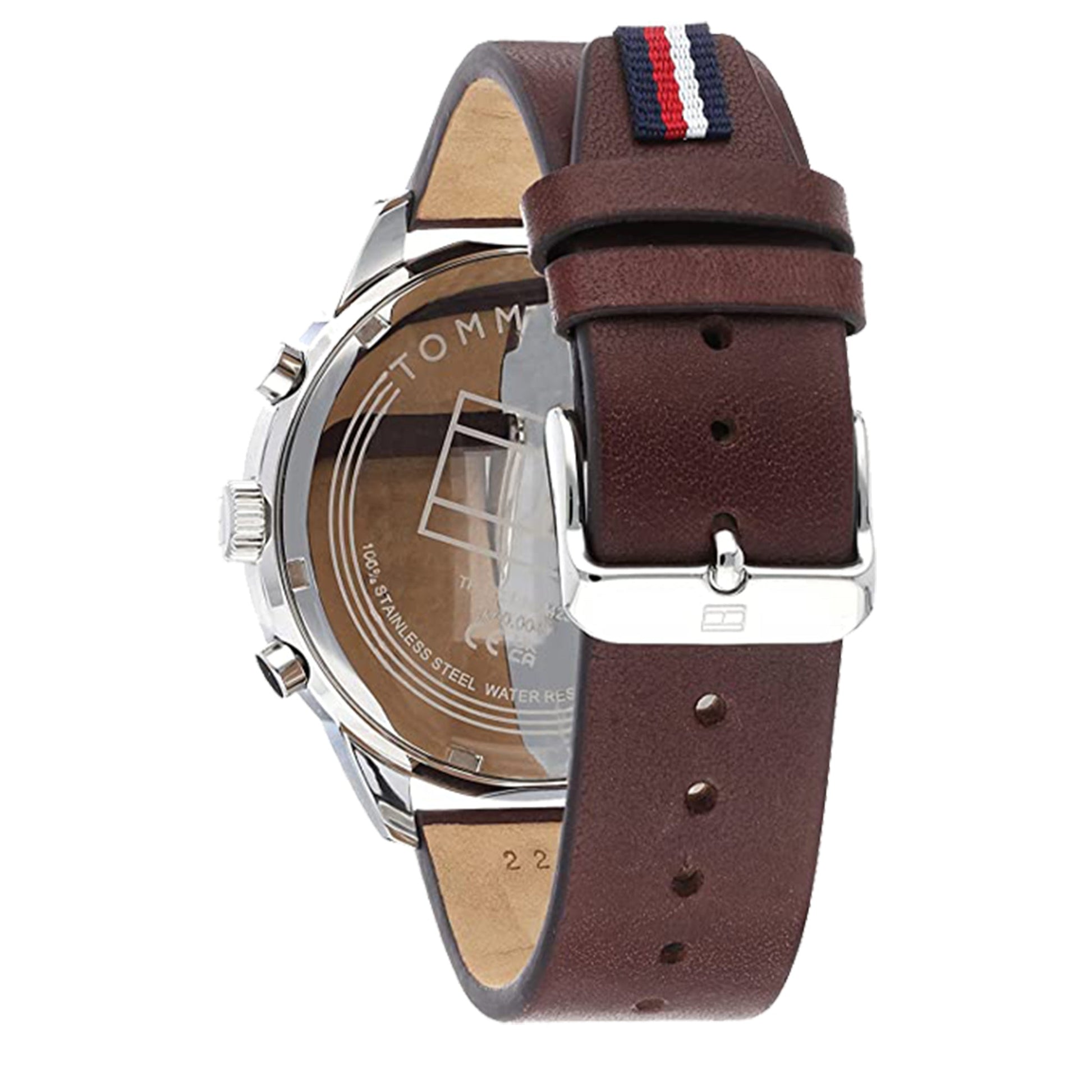 Tommy Hilfiger Chase Chronograph Grey Dial Brown Leather Strap Watch For Men - 1791487