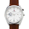 Tommy Hilfiger Deacon White Dial Brown Leather Strap Watch for Men - 1791550