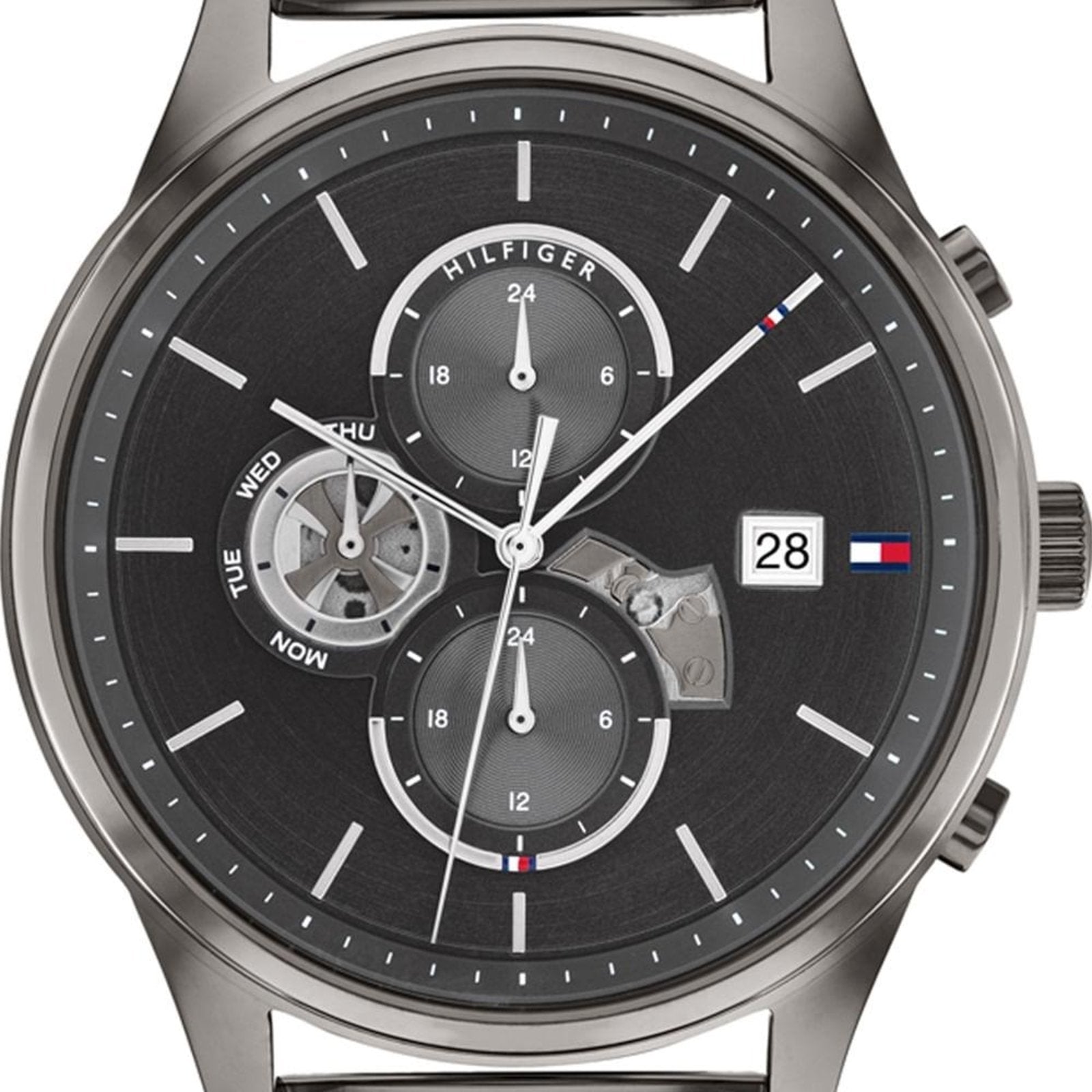 Tommy Hilfiger Weston Chronograph Grey Dial Grey Mesh Bracelet Watch For Men - 1710506