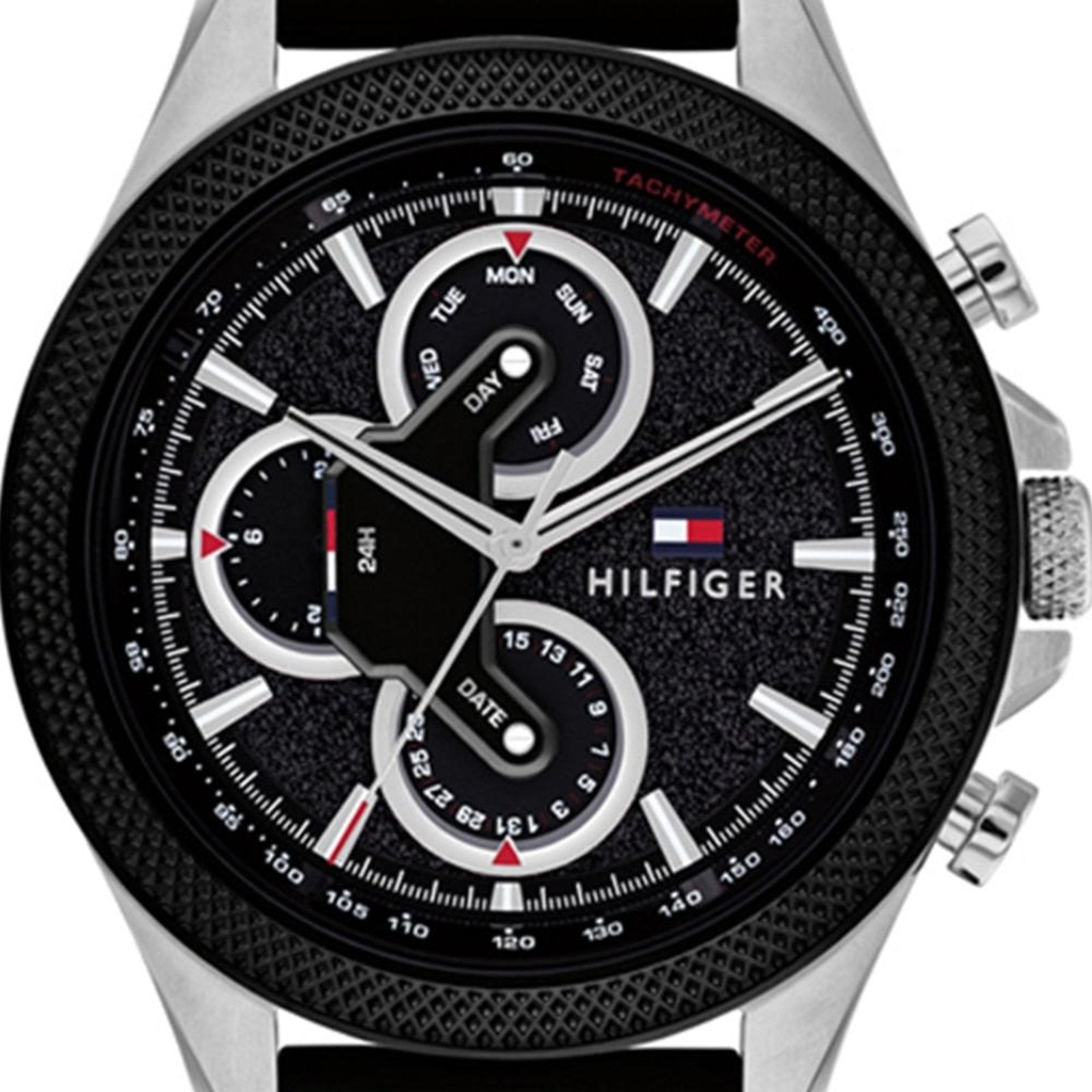 Tommy Hilfiger Clark Chronograph Black Dial Black Rubber Strap Watch For Men - 1792082