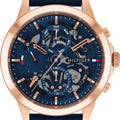 Tommy Hilfiger Henry Chronograph Quartz Blue Dial Blue Leather Strap Watch For Men - 1710475