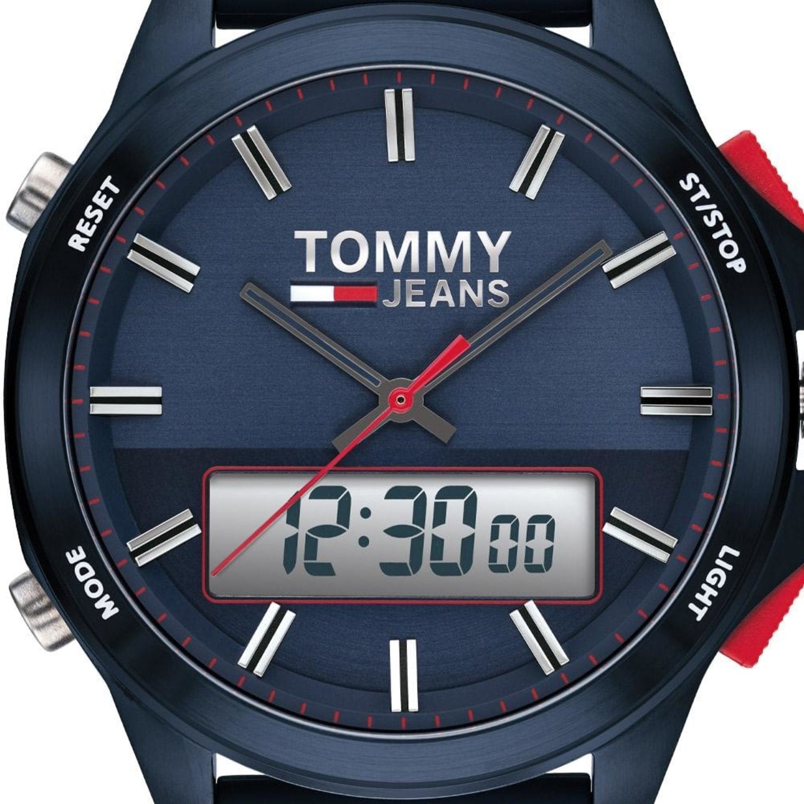 Tommy Hilfiger Digital Blue Dial Blue Rubber Strap Watch For Men - 1791761