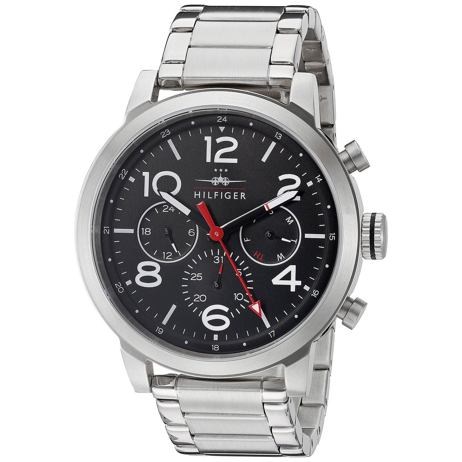 Tommy Hilfiger Jake Chronograph Black Dial Silver Steel Strap Watch for Men - 1791234