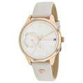 Tommy Hilfiger Brooke Quartz White Dial Cream Leather Strap Watch for Women  - 1782022