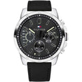 Tommy Hilfiger Decker Black Dial Black Leather Strap Watch for Men - 1791563