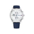 Tommy Hilfiger Carly Silver Dial Blue Leather Strap Watch for Women - 1781791