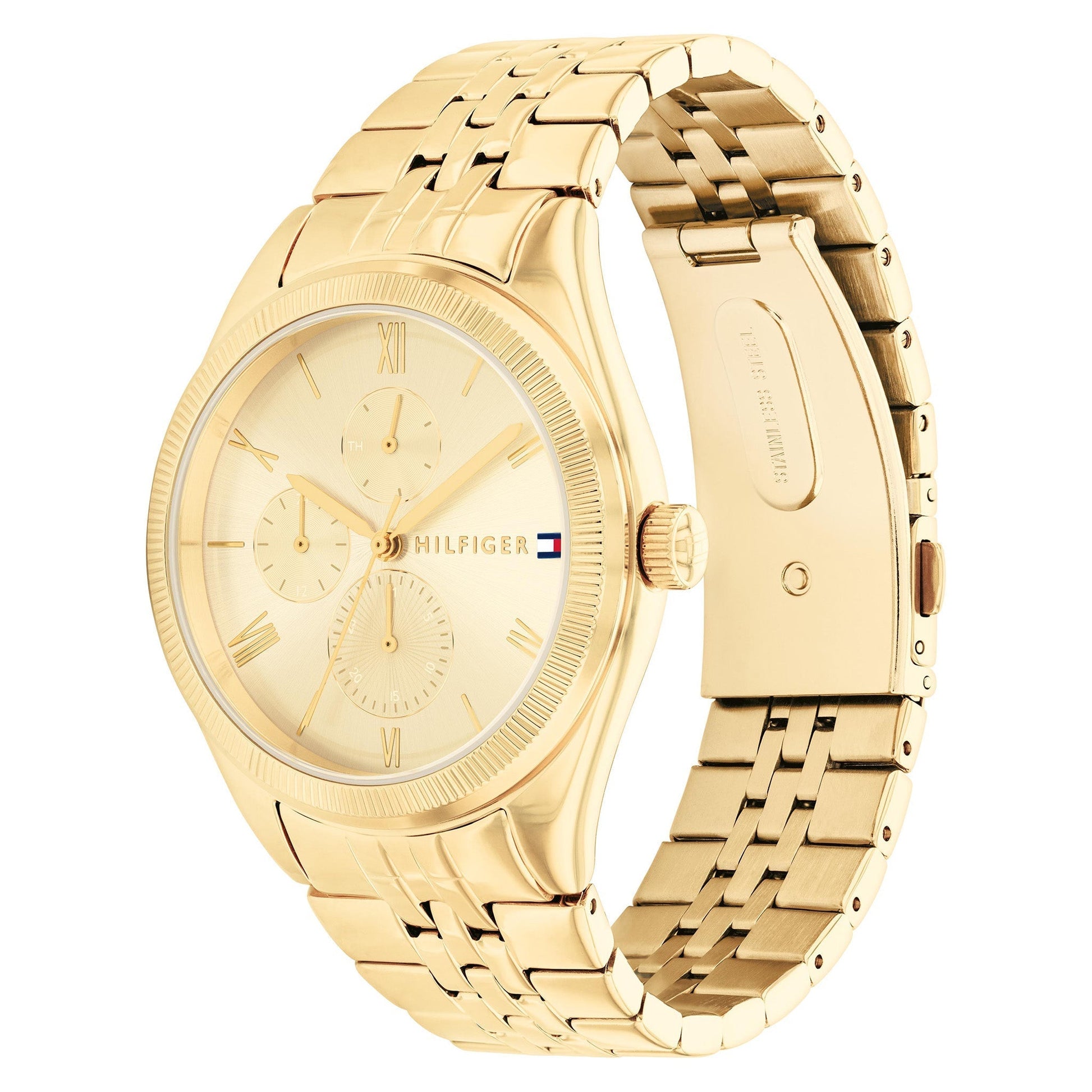 Tommy Hilfiger Monica Quartz Gold Dial Gold Steel Strap Watch For Women - 1782592