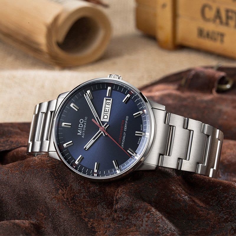 Mido Commander II Automatic Chronometer Blue Dial Silver Steel Strap Watch For Men - M021.431.11.041.00