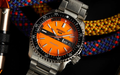 Seiko 5 Sports Double Hurricane Retro Orange Dial Silver Steel Strap Watch For Men - SRPK11K1