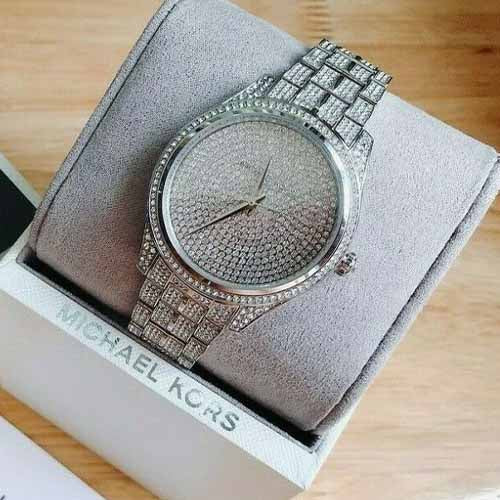 Michael Kors Lauryn Analog Crystals Silver Dial Silver Steel Strap Watch For Women - MK3717