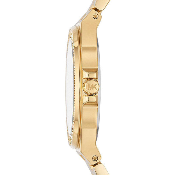 Michael Kors Lennox Three-Hand Silver Dial Gold Steel Strap Watch For Women - MK7278