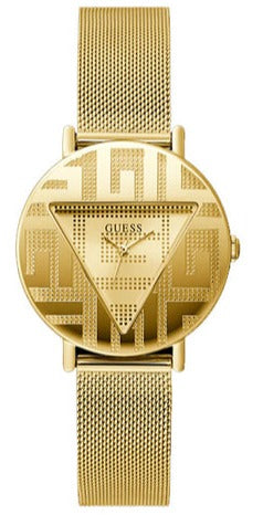 Guess Iconic Quartz Gold Dial Gold Mesh Bracelet Watch For Women - GW0527L2