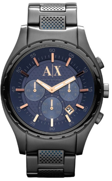 Armani Exchange Chronograph Blue Dial Grey Steel Strap Watch For Men - AX1166