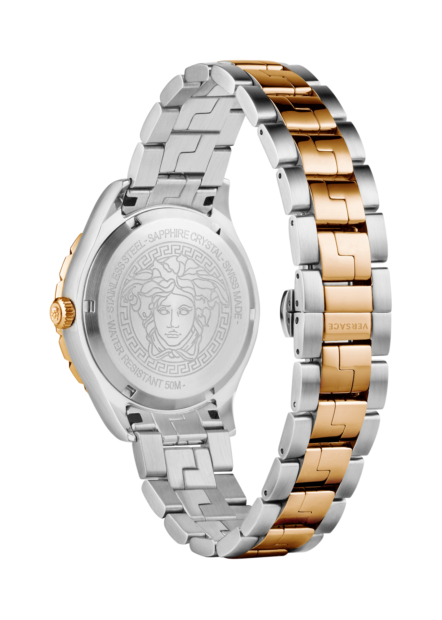 Versace Hellenyium Quartz Brown Dial Two Tone Steel Strap Watch For Men - V11040015Â 