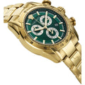 Versace V-Ray Chronograph Quartz Green Dial Gold Steel Strap Watch For Men - VE2I00621