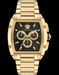 Versace Dominus Chronograph Black Dial Gold Steel Strap Watch For Men - VE6H00523