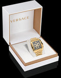 Versace Dominus Chronograph Black Dial Gold Steel Strap Watch For Men - VE6H00523