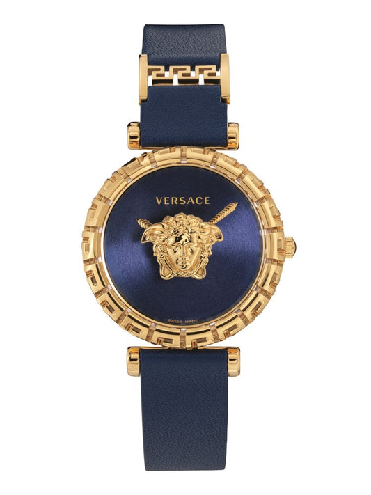 Versace Palazzo Empire Greca Quartz Blue Dial Blue Leather Strap Watch for Women - VEDV00219