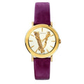 Versace Virtus White Dial Red Leather Strap Watch for Women - VEHC00219