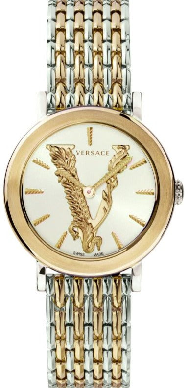 Versace Virtus Quartz White Dial Two Tone Steel Strap Watch for Women - VEHC00719