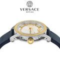 Versace Viamond Quartz White Dial Blue Leather Strap Watch For Men - VEPO00120