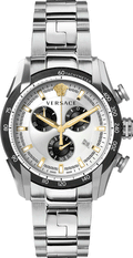 Versace V-Ray Chronograph Quartz Silver Dial Silver Steel Strap Watch For Men - VE2I00321