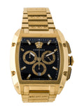 Versace Dominus Chronograph Black Dial Gold Steel Strap Watch For Men - VE6H00523