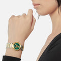 Versace Virtus Quartz Green Dial Two Tone Steel Strap Watch For Women - VET300821