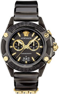 Versace Icon Active Chronograph Black Dial Black Steel Strap Watch for Men - VEZ700421