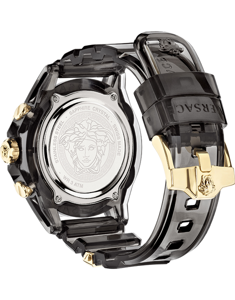 Versace Icon Active Chronograph Black Dial Black Steel Strap Watch for Men - VEZ700421