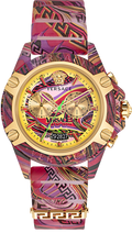 Versace Icon Active Chronograph Quartz Gold Dial Red Leather Strap Watch For Men - VEZ701222