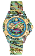 Versace Icon Active Chronograph Blue Dial Green Rubber Strap Watch For Men - VEZ701322