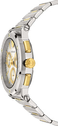 Versace Greca Chronograph White Dial Two Tone Steel Strap Watch For Men - VEZ900321