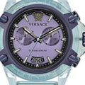 Versace Icon Active Chronograph Purple Dial Blue Silicone Strap Watch For Men - VEZ701523