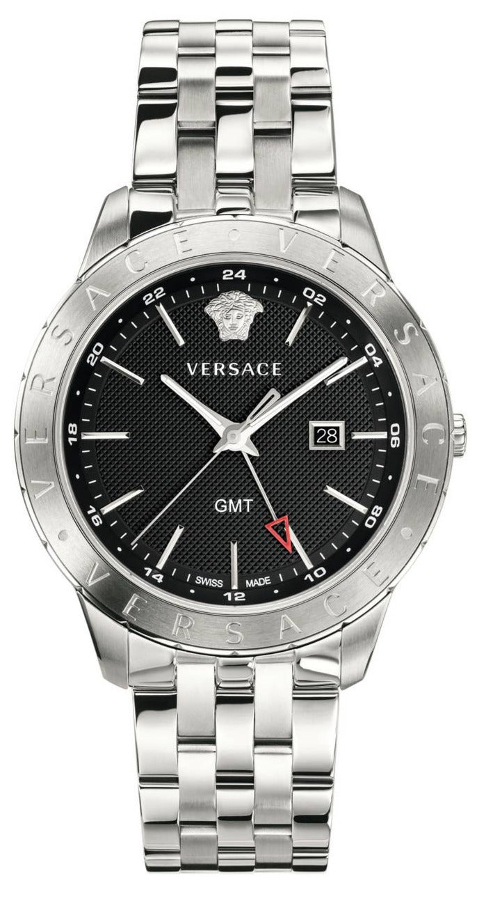 Versace Univers Analog Black Dial Silver Steel Strap Watch for Men - VEBK00418