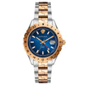 Versace Hellenyium GMT Blue Dial Two Tone Steel Strap Watch for Men - V11060017