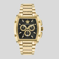 Versace Dominus Chronograph Black Dial Gold Steel Strap Watch For Men - VE6H00523